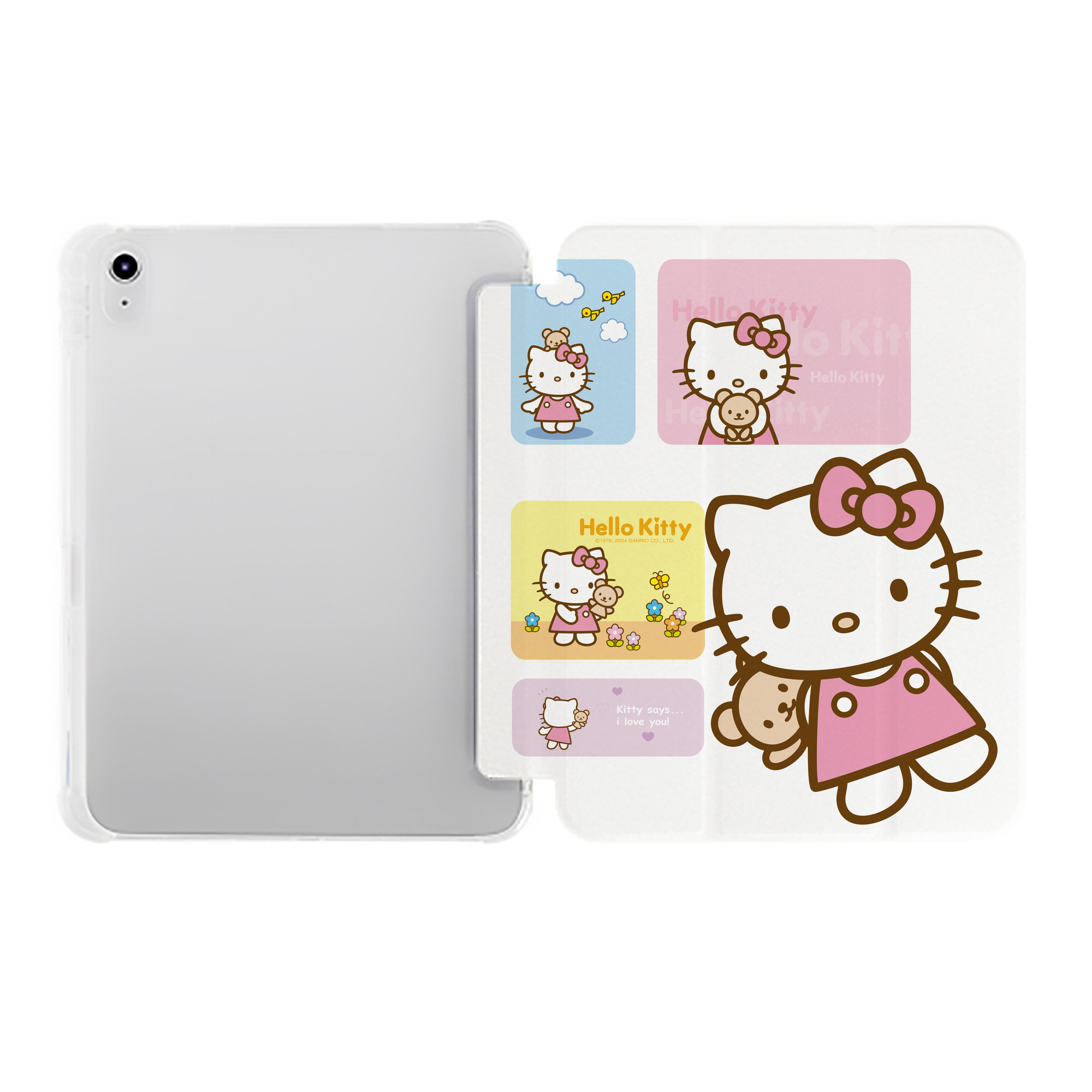 （画像用） Hello Kitty ハローキティ IPad ケース ペン収納付き 三つ折りスタンド PUレザー×シリコン 対応機種9.5/10.5/10.9インチ